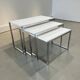 Set of 3 vintage nesting tables / chrome/marble side tables.