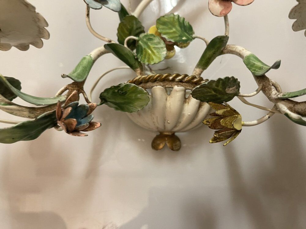 Florentine Tole Flower Sconces, Set of 2