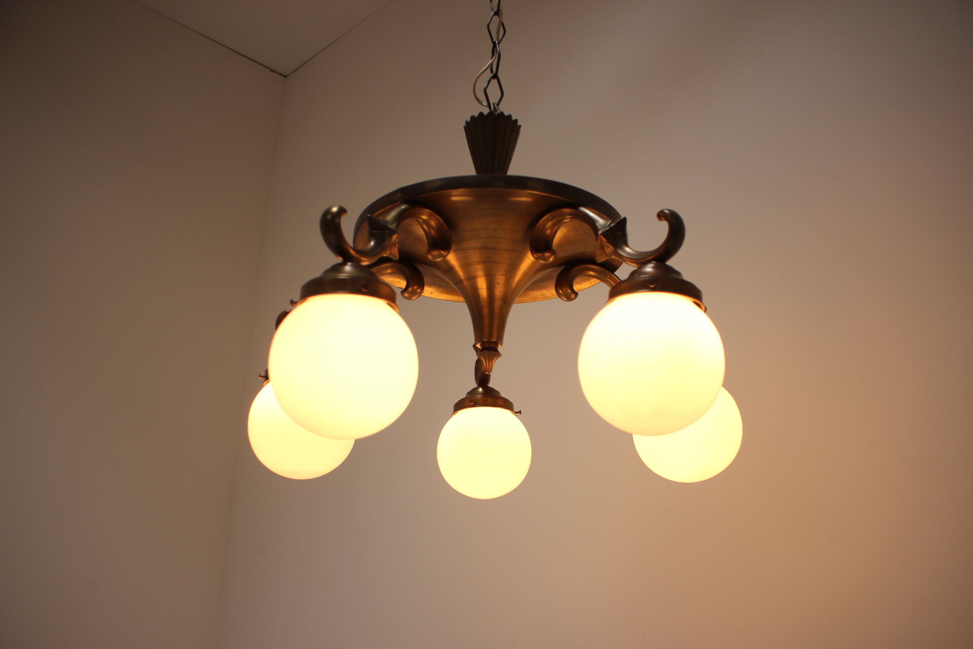 Art deco 5 flamming chandelier 1930s