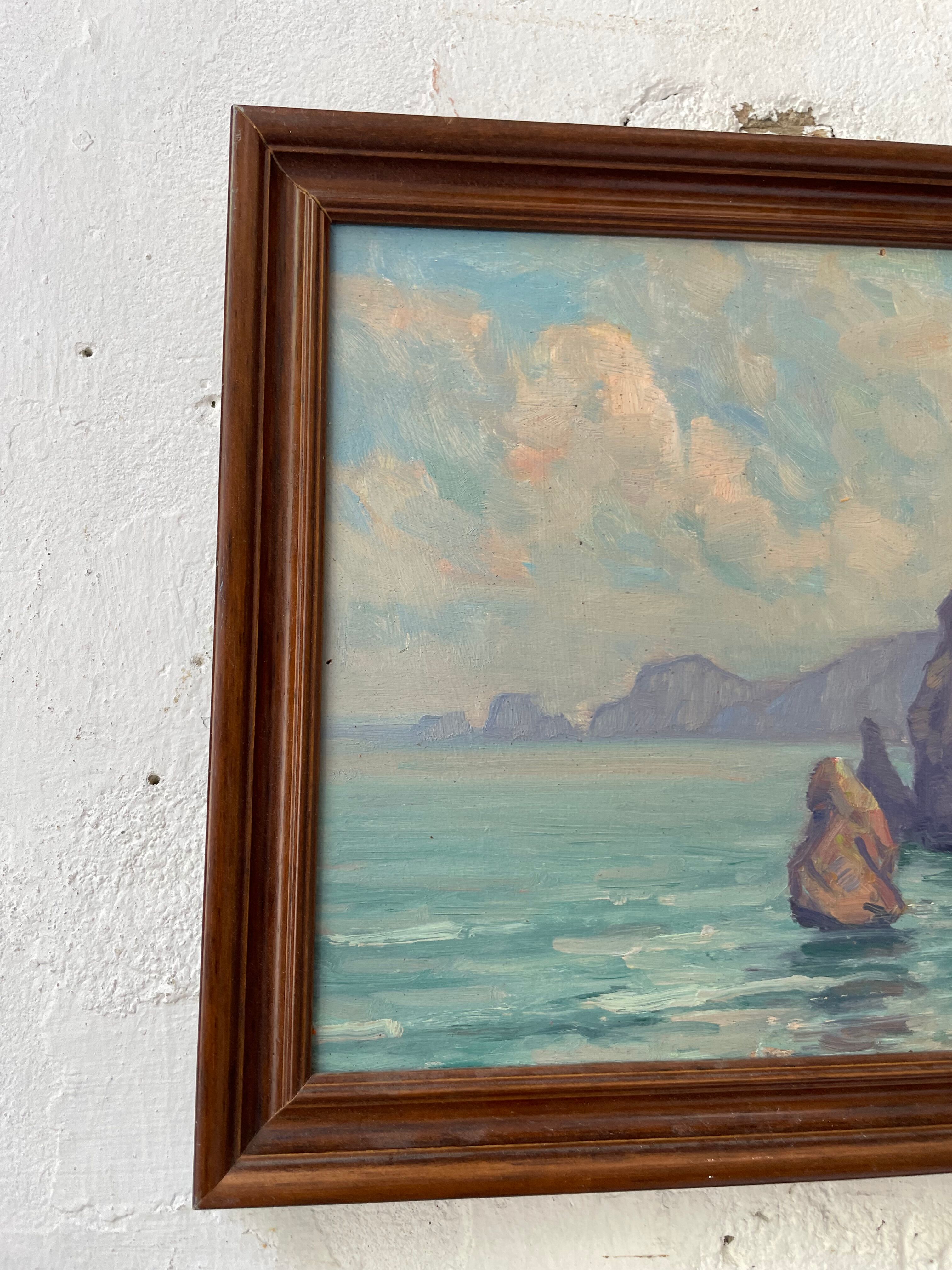 Sea framed oil painting