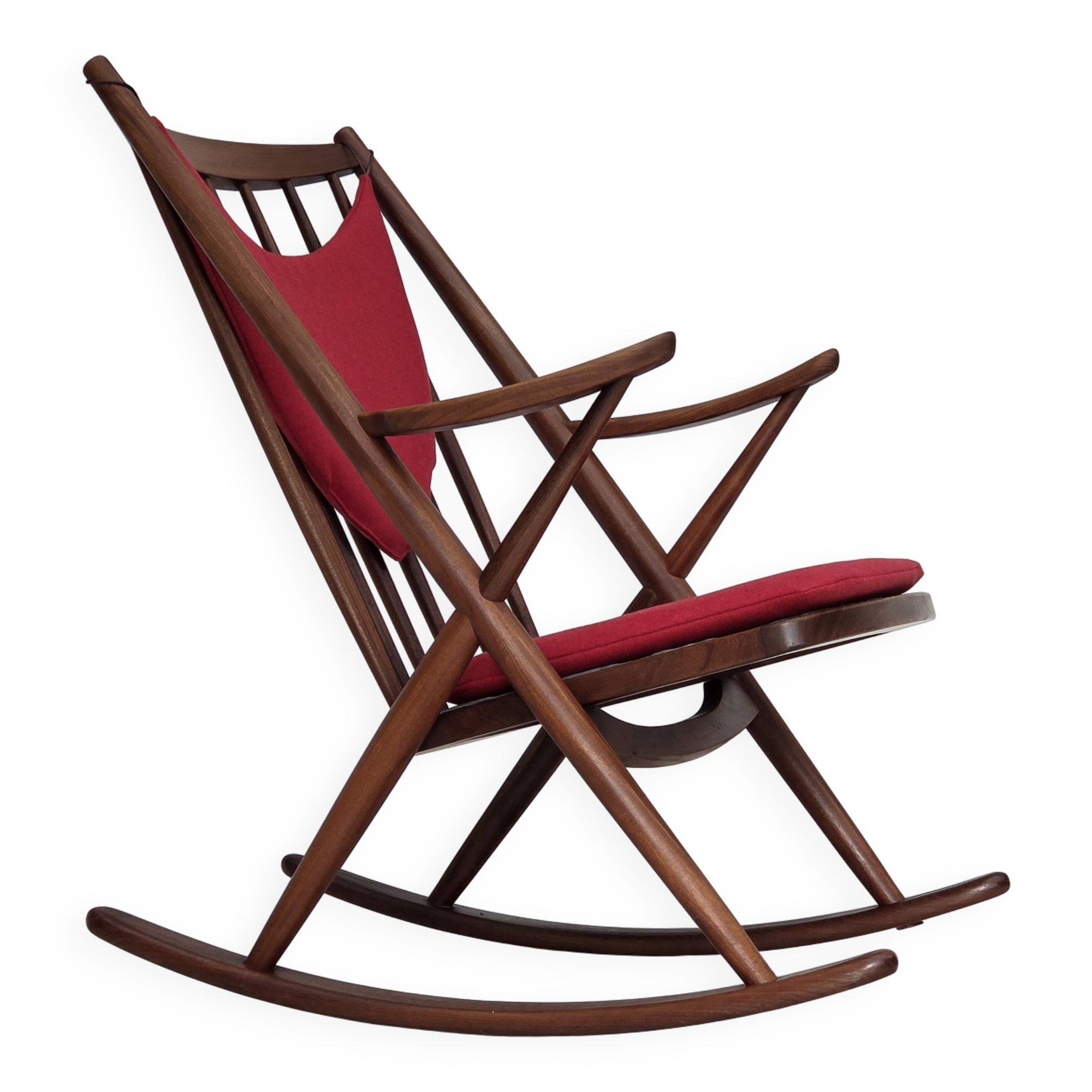 1960s Danish rocking chair by Frank Reenskaug, model 182, reupholstered.