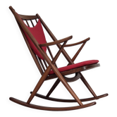 Chaise berçante danoise des années 1960 par Frank Reenskaug, modèle 182, rembourrée.