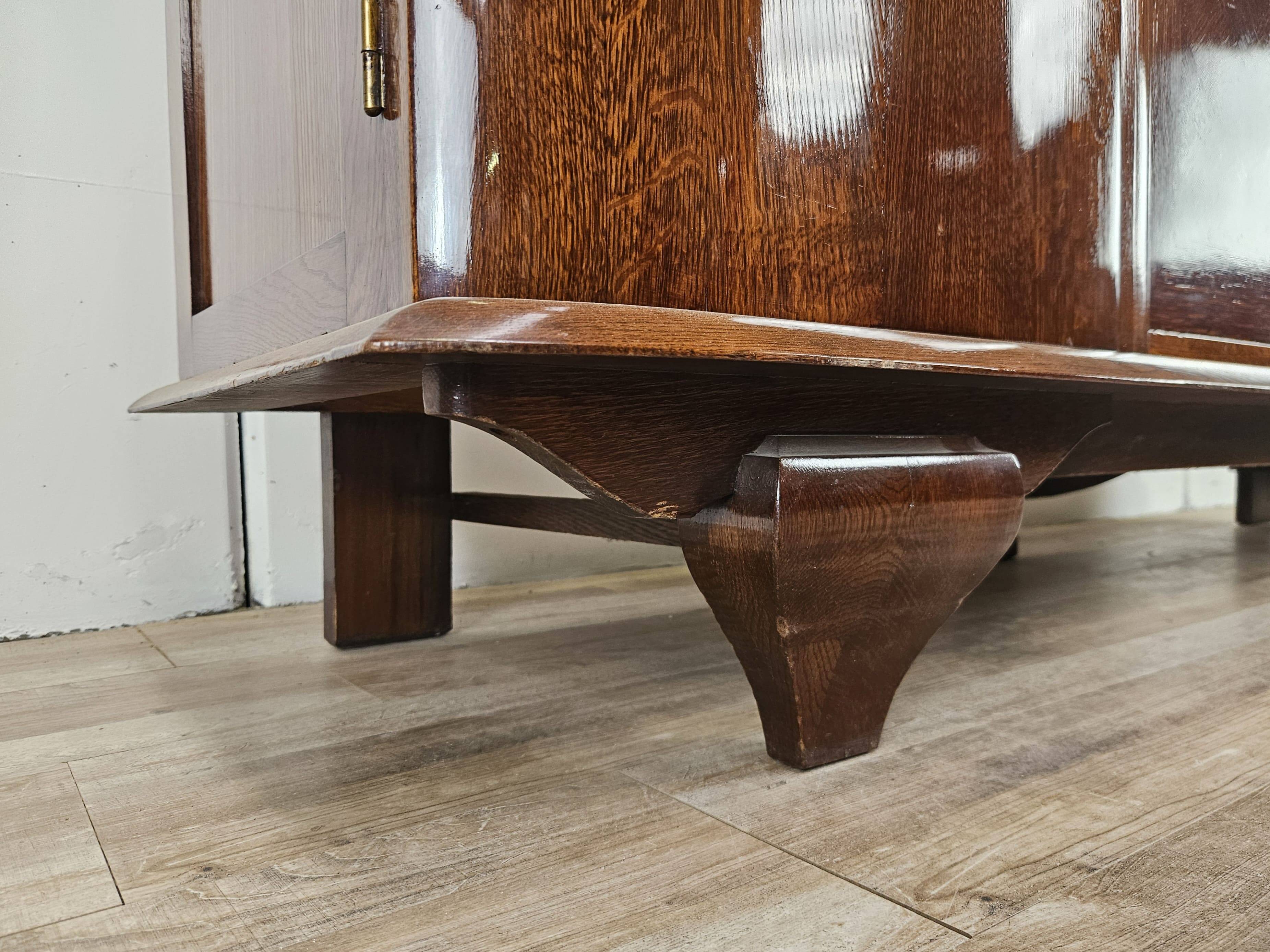 Buffet Art Déco en chêne pour salle à manger avec plateau en marbre