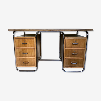 Bureau bauhaus en chêne et chrome, années 1930