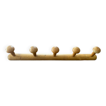Wooden coat rack with 5 hooks circa 1960