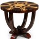 A round Art Deco table made of beech wood, rosewood & elm burl.
