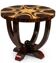 A round Art Deco table made of beech wood, rosewood & elm burl.
