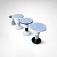 Hand crafted side tables of ceramic and marble in memphis style by casalto