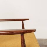 Mustard yellow curly Scandinavian armchair by H.Lis