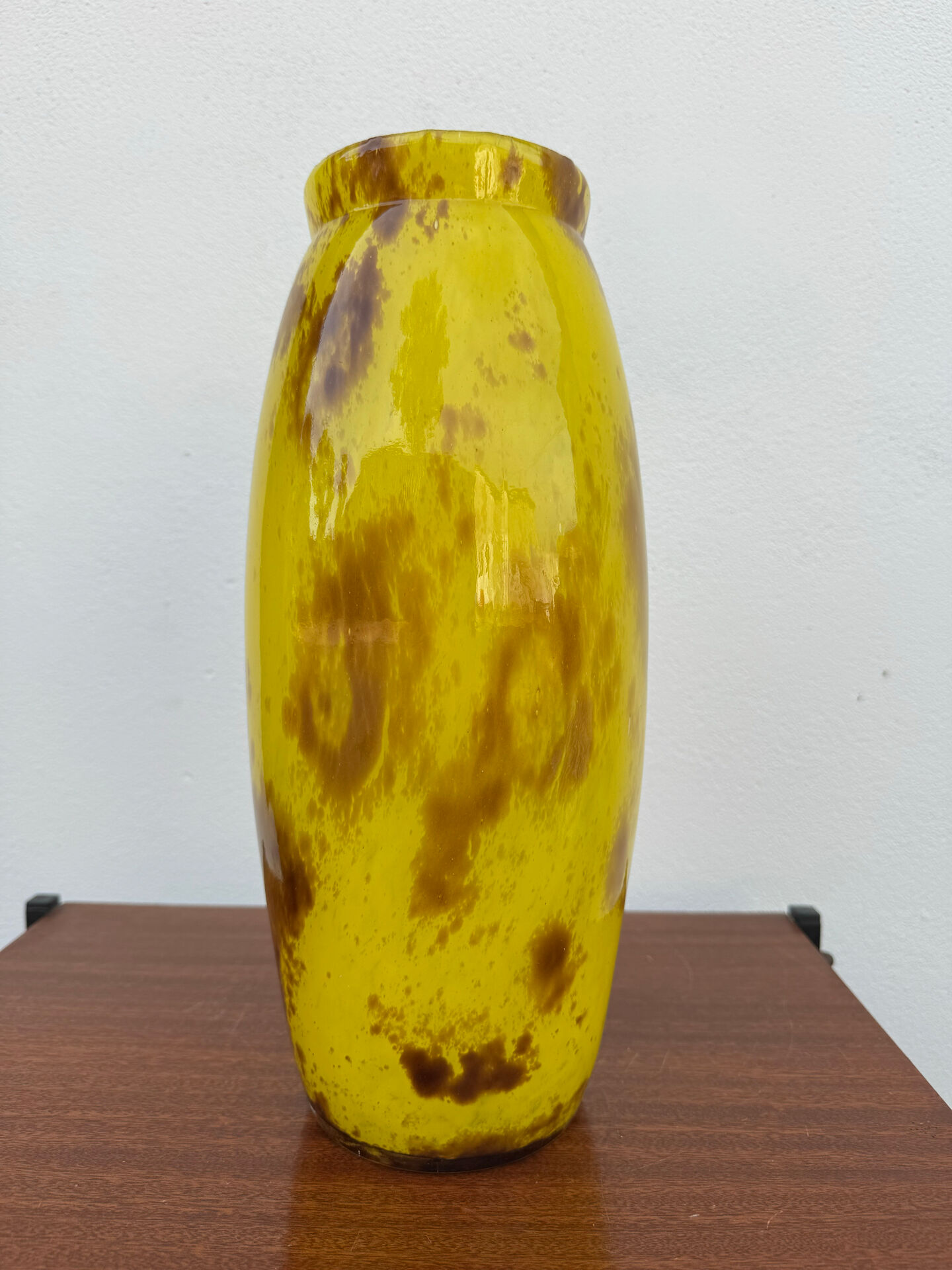 Large marbled yellow Art Deco vase