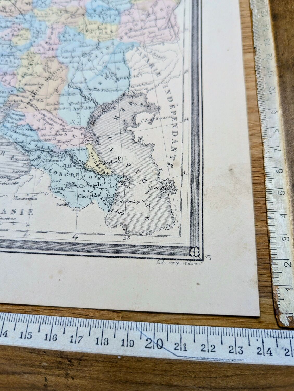 Russia, old map, printed in 1852.