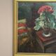 Original Swedish Oil on Panel - "Cineraria i Kruka" by Elna Jacobsson - Signed - Vintage and Framed - 48 × 43.5 cm (18.9" × 17.1")