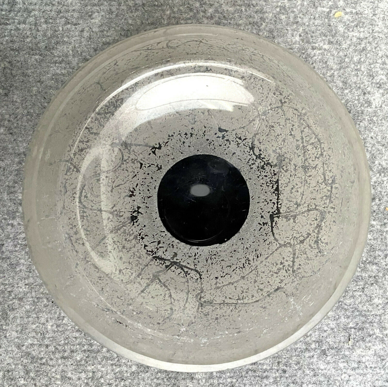 Daum circa 1950: frosted glass caviar cup on black pedestal