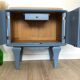 Chevet vintage bleu de nîmes et chêne