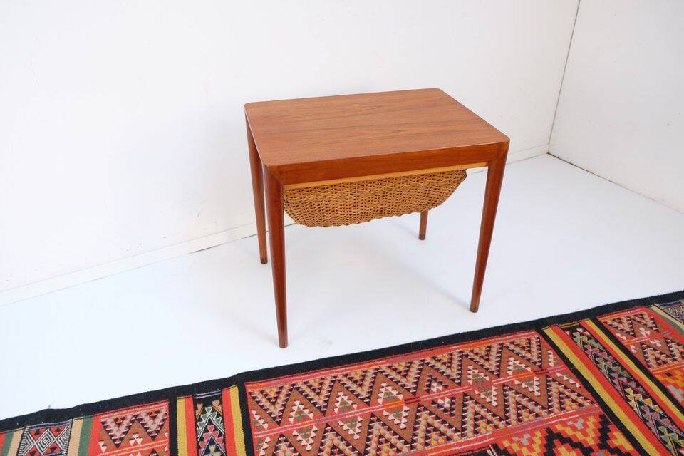 Mid-20th century Danish sewing table/side table in teak, Haslev Hansen
