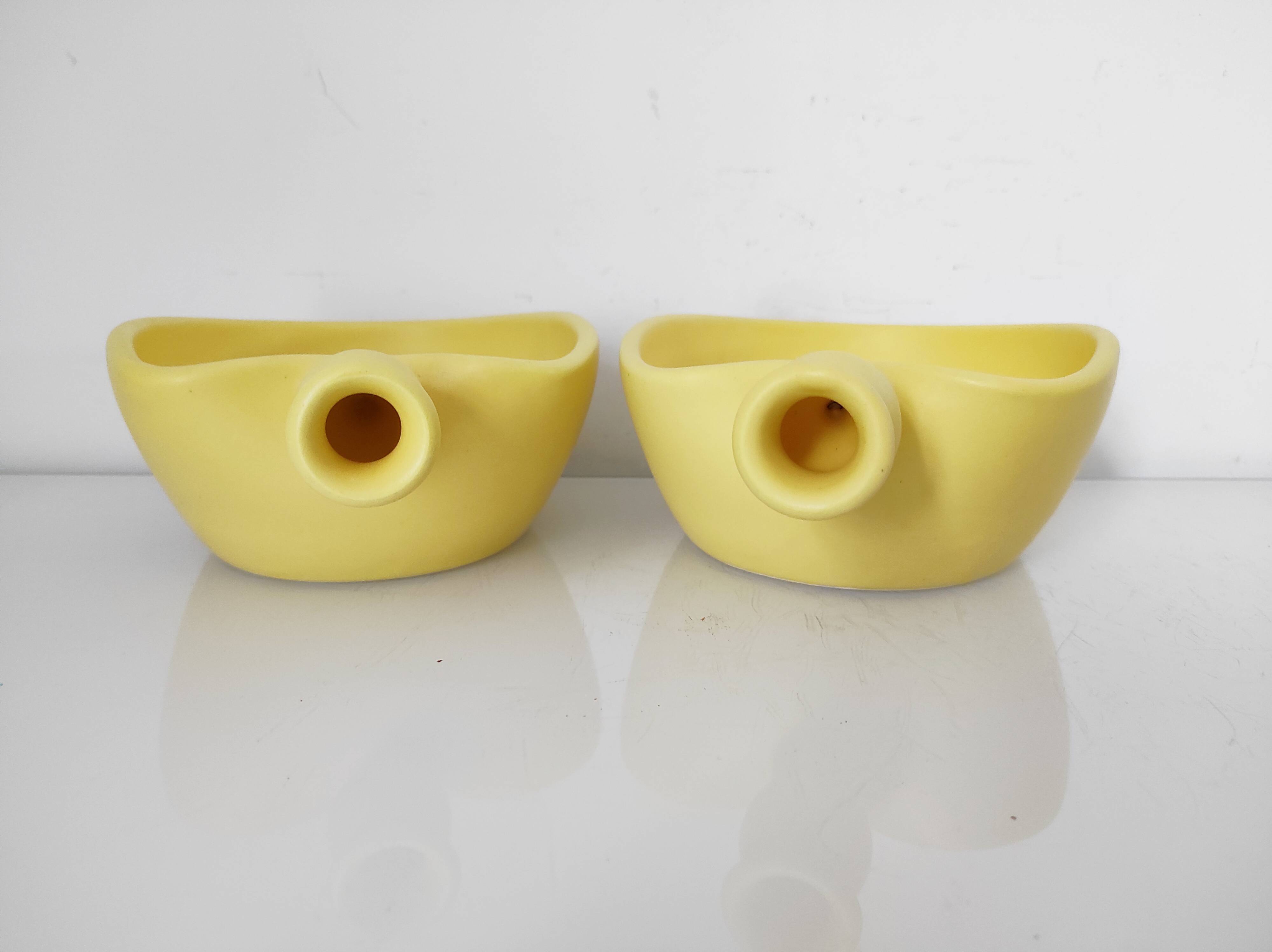 Two yellow ceramic dishes