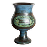 Vallauris, Vase Moderniste, céramique émaillée bleue, Jean de Lespinasse.