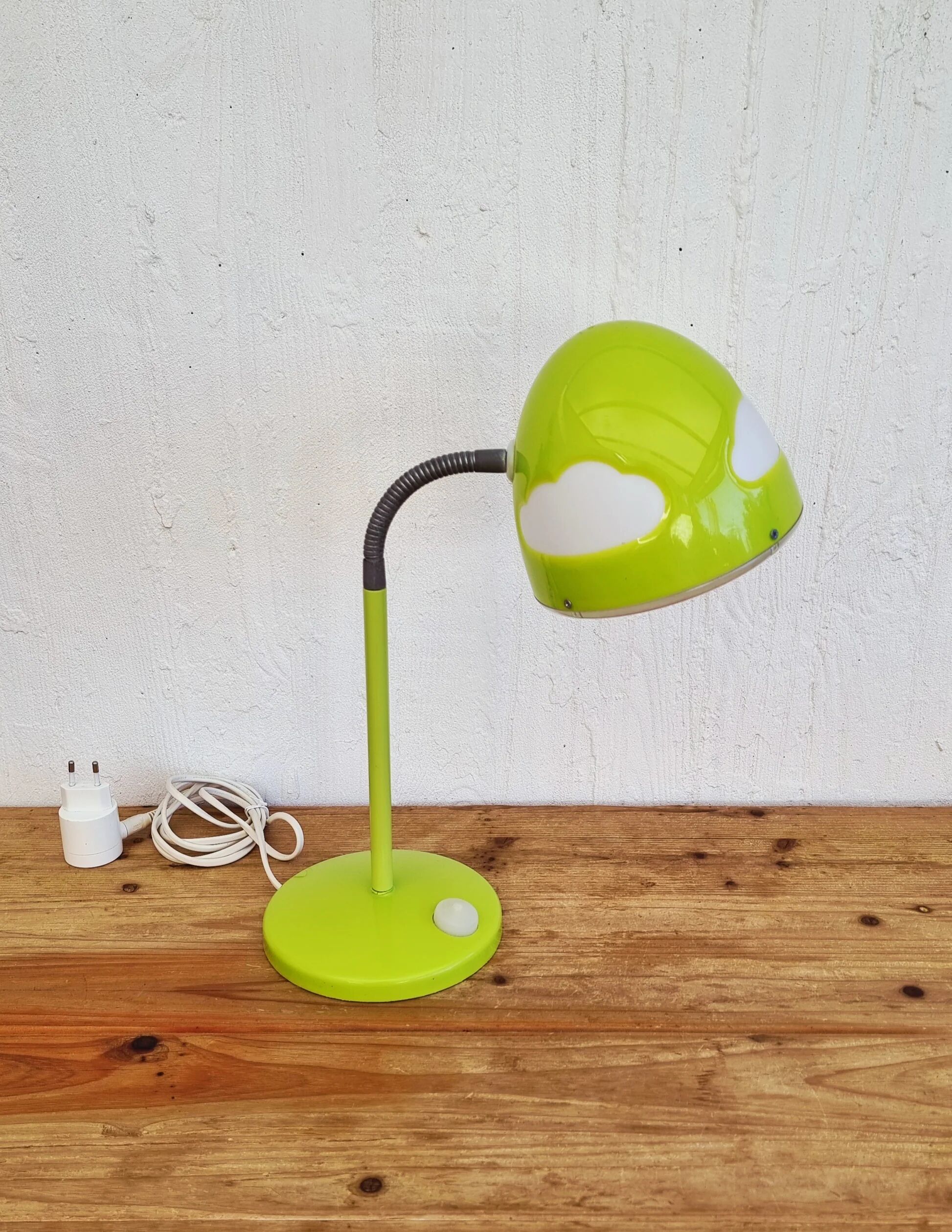 IKEA SKOJIG green desk lamp with vintage cloud pattern