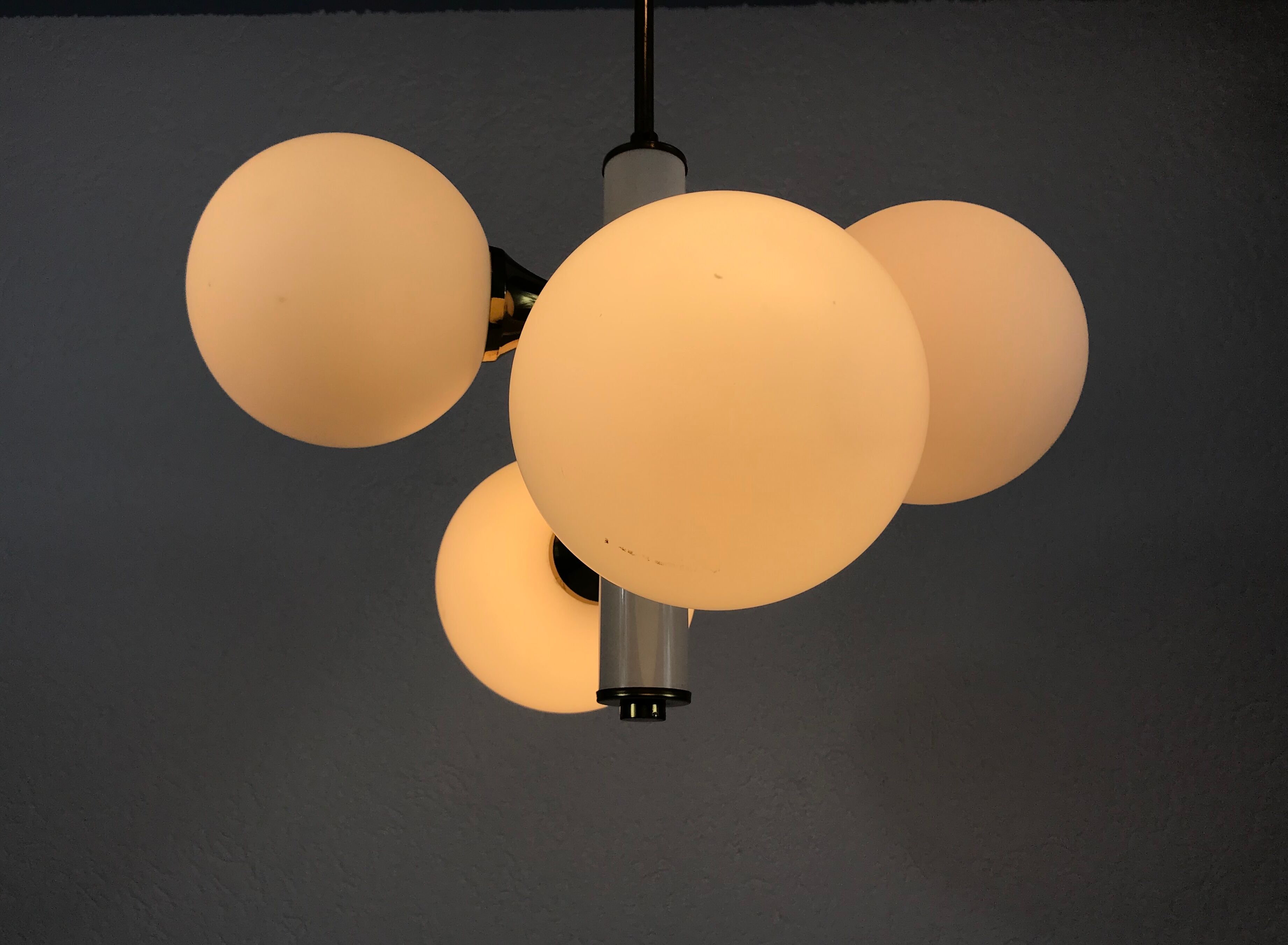 Kaiser Pop Art 4 opaline balls chandelier, 1960s