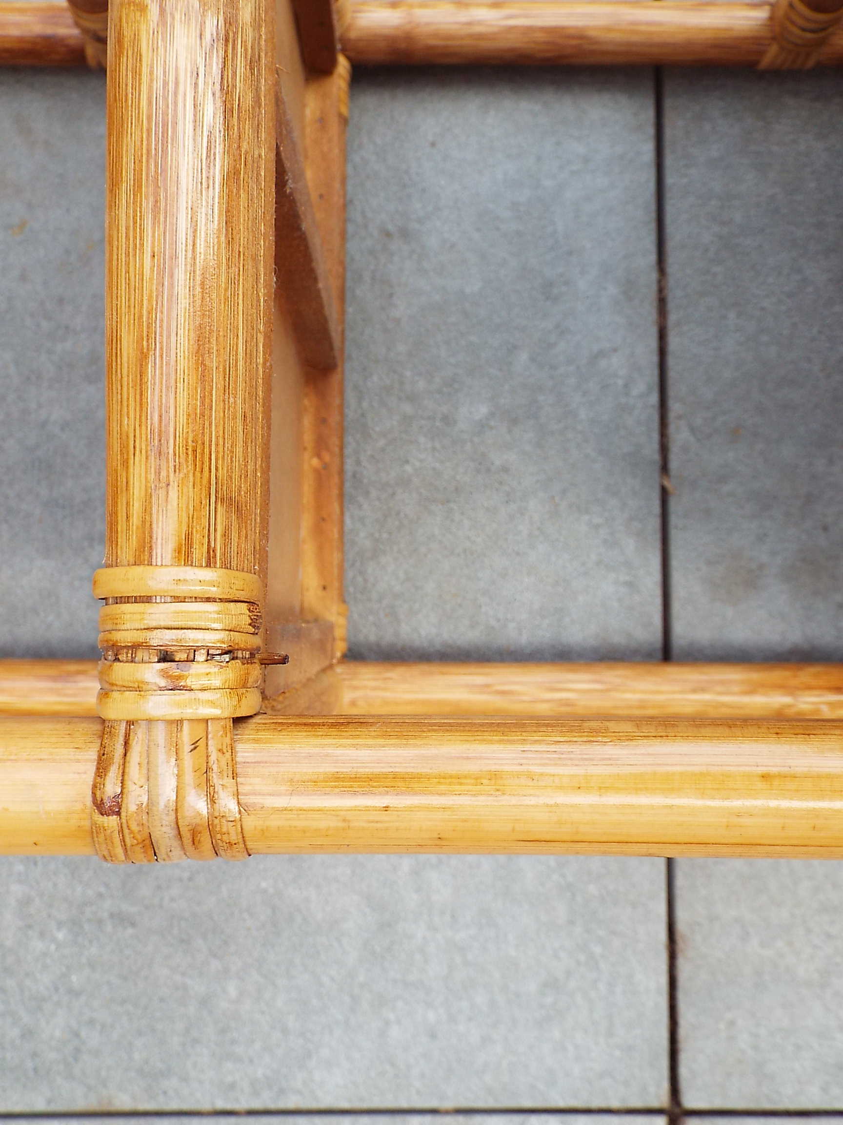 Rattan and bamboo bedside table