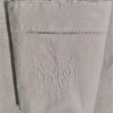 Flat sheet in mixed canvas lin/cotton day ladder, hand embroidered, canvas by gérardmer