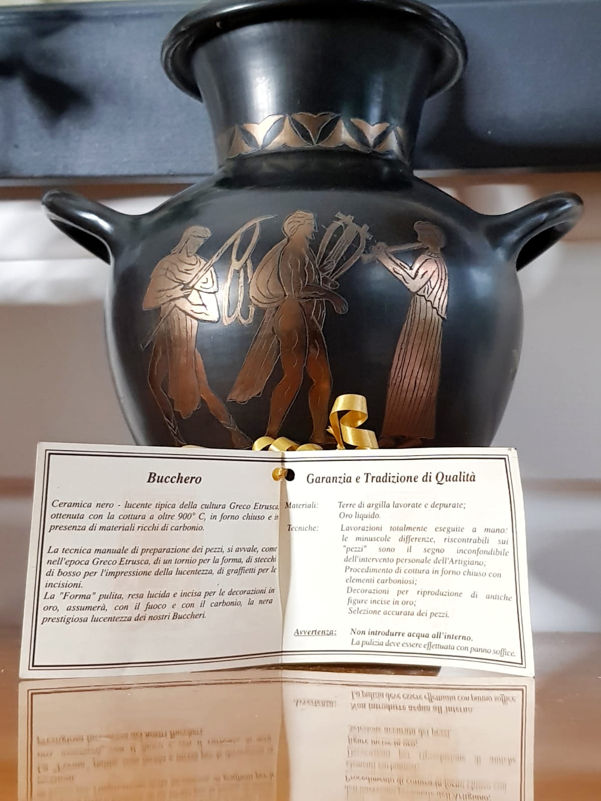 Italian artisanal reproduction Etruscan bucchero vase