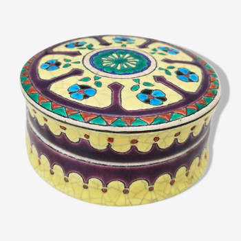 Ceramic box enamels of Longwy floral decoration