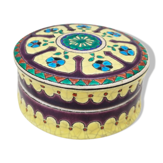 Ceramic box enamels of Longwy floral decoration