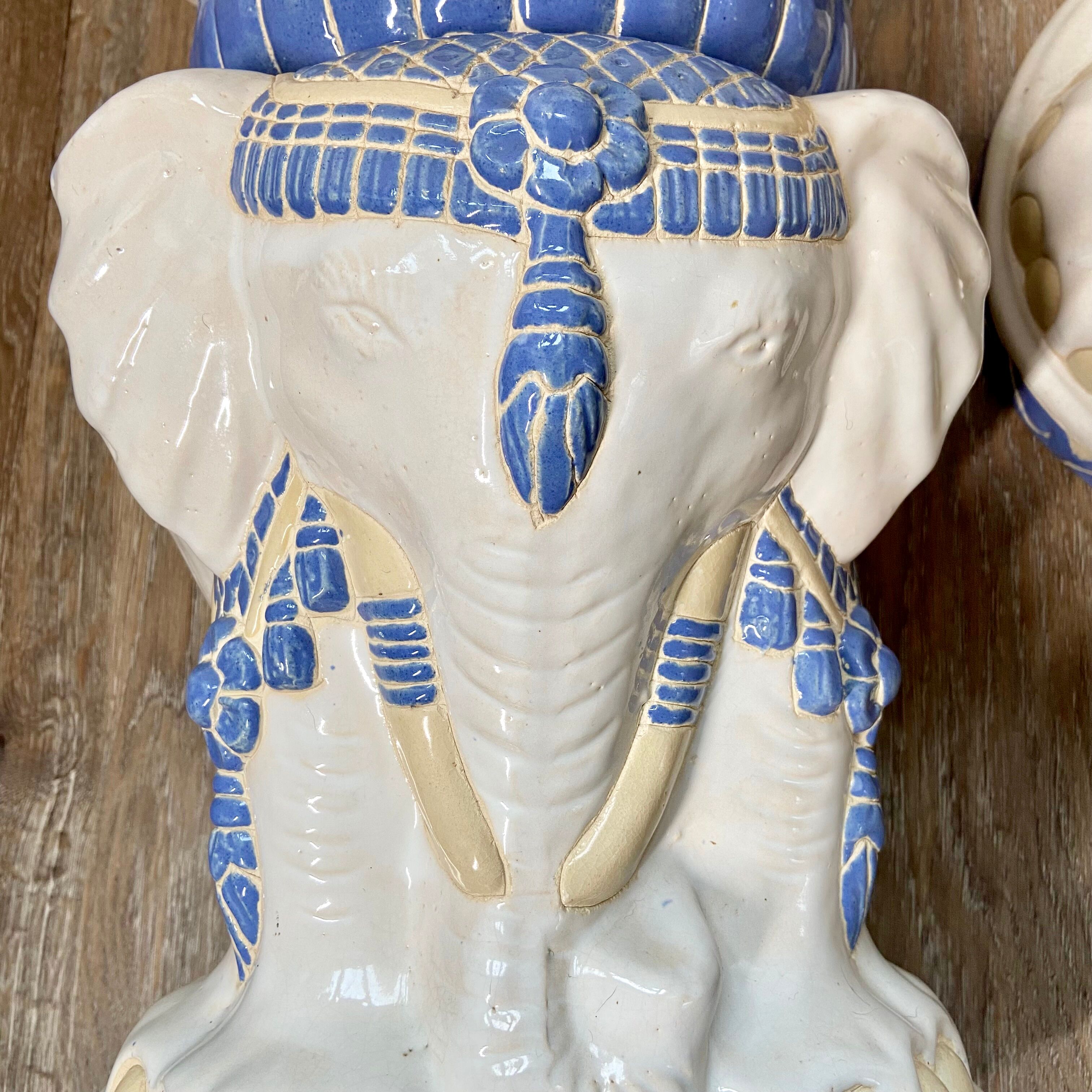 Pair of ceramic elephant stools