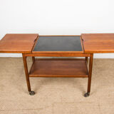Rolling table, service, Danish expandable and double-level, teak 1960.