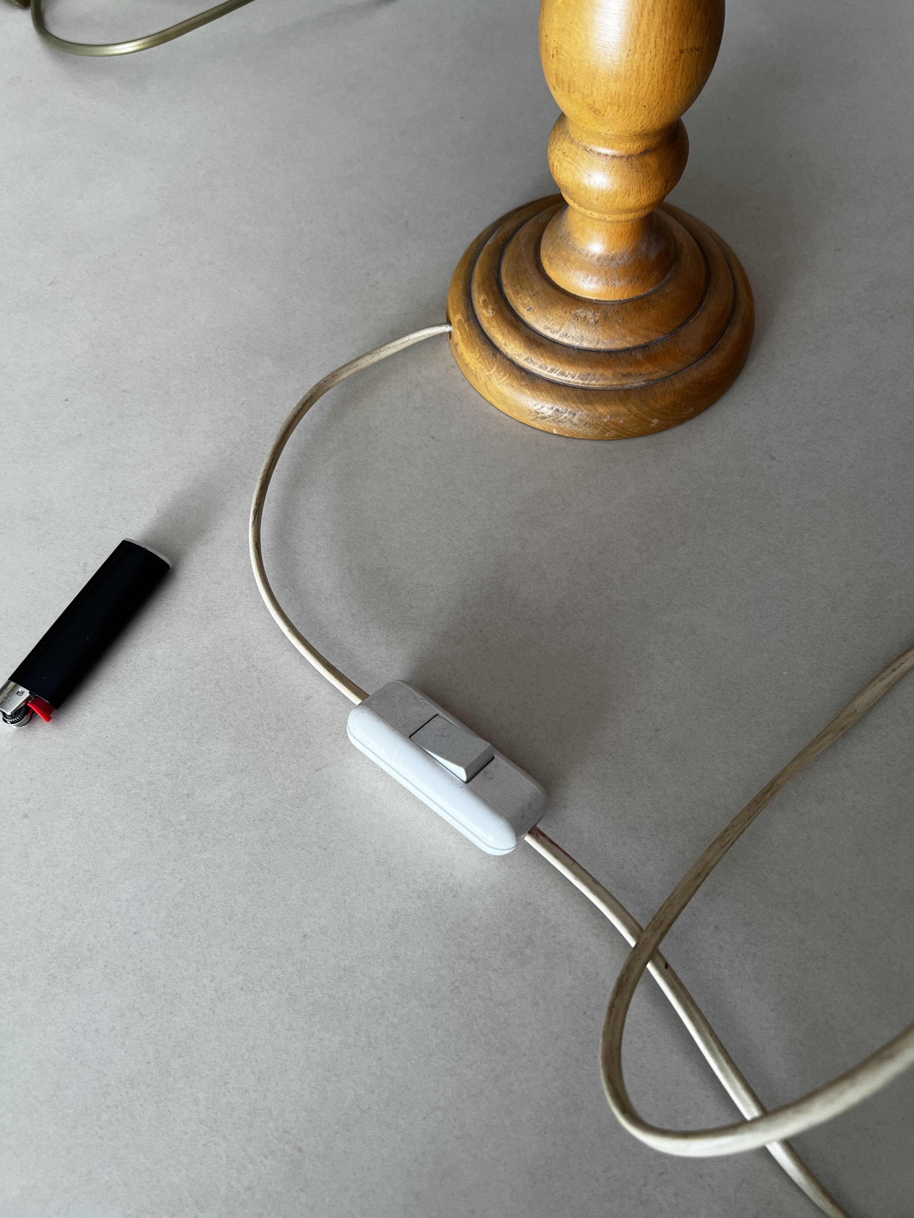 Pair of vintage wooden foot lamps