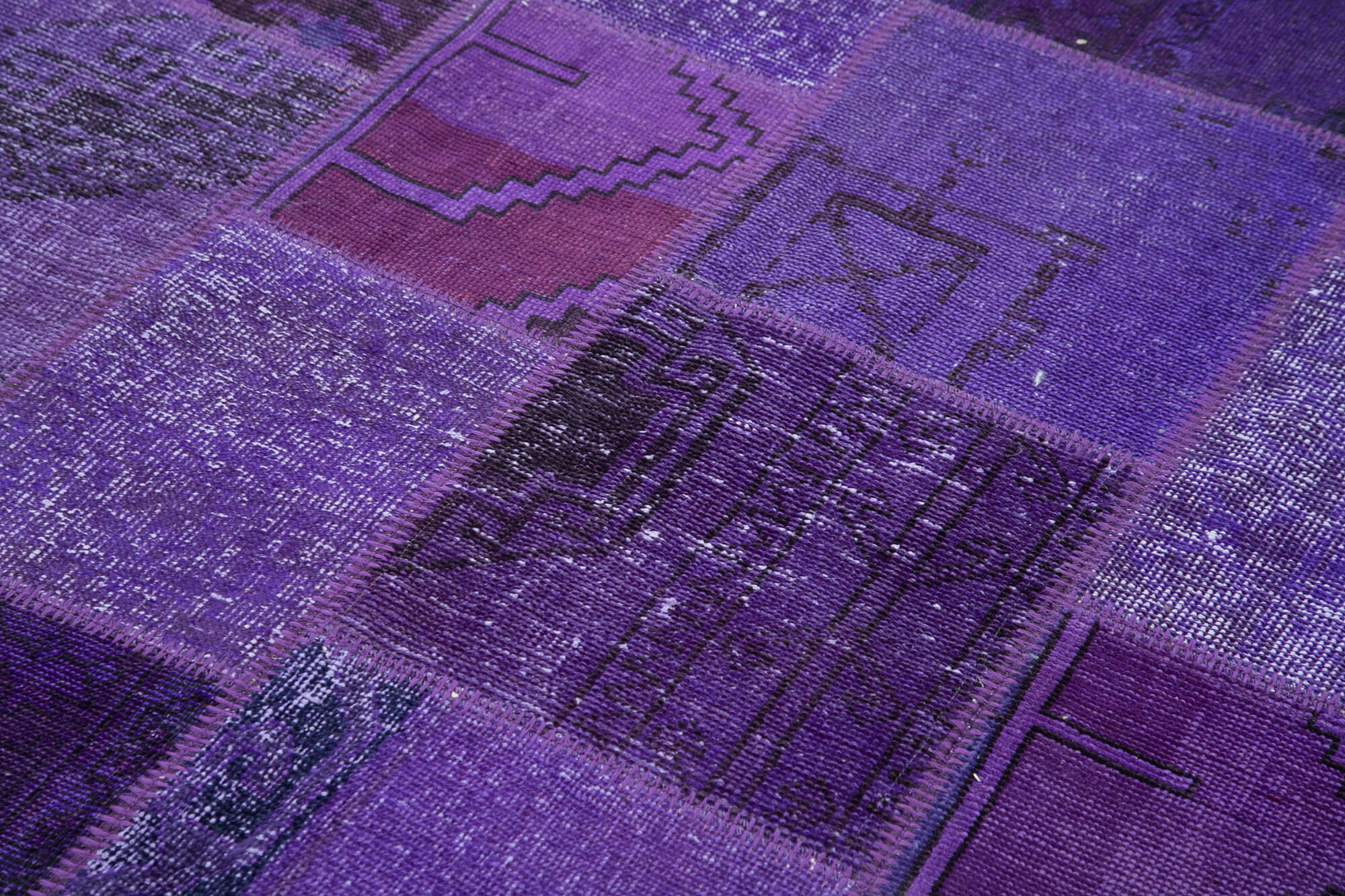 Handmade anatolian vintage 171 cm x 241 cm purple patchwork carpet