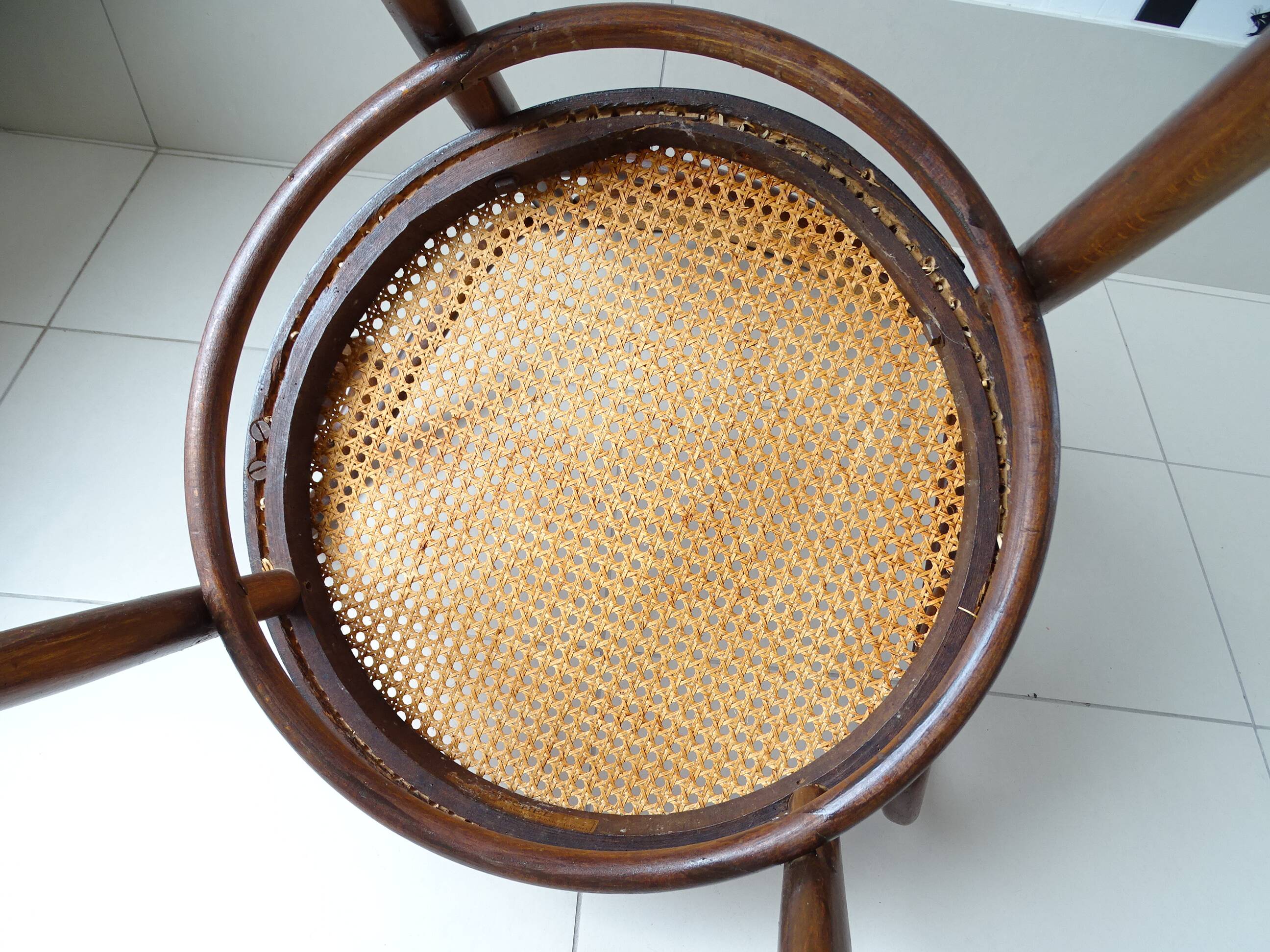 Fauteuil Fischel assise et dossier canné bois courbé