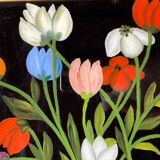 Tableau ancien , nature morte aux tulipes XX siècle
