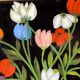 Old painting, still life with tulips, 20th century
