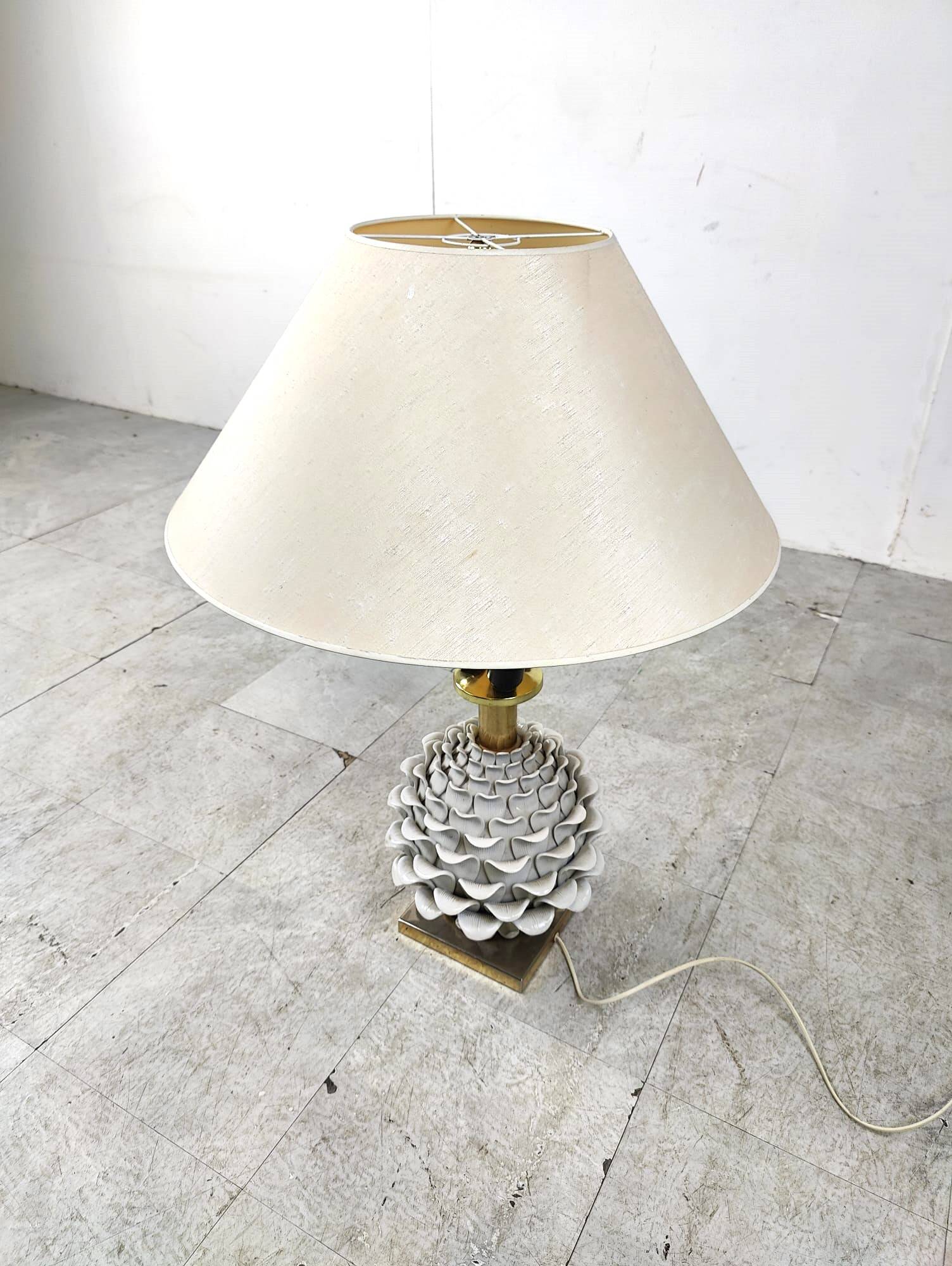Vintage italian ceramic artichoque table lamp, 1960s