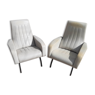 Grey armchair in skai