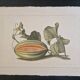 La Roche Laffitte (Born in 1943) - Watercolour drawing on silk - Melon