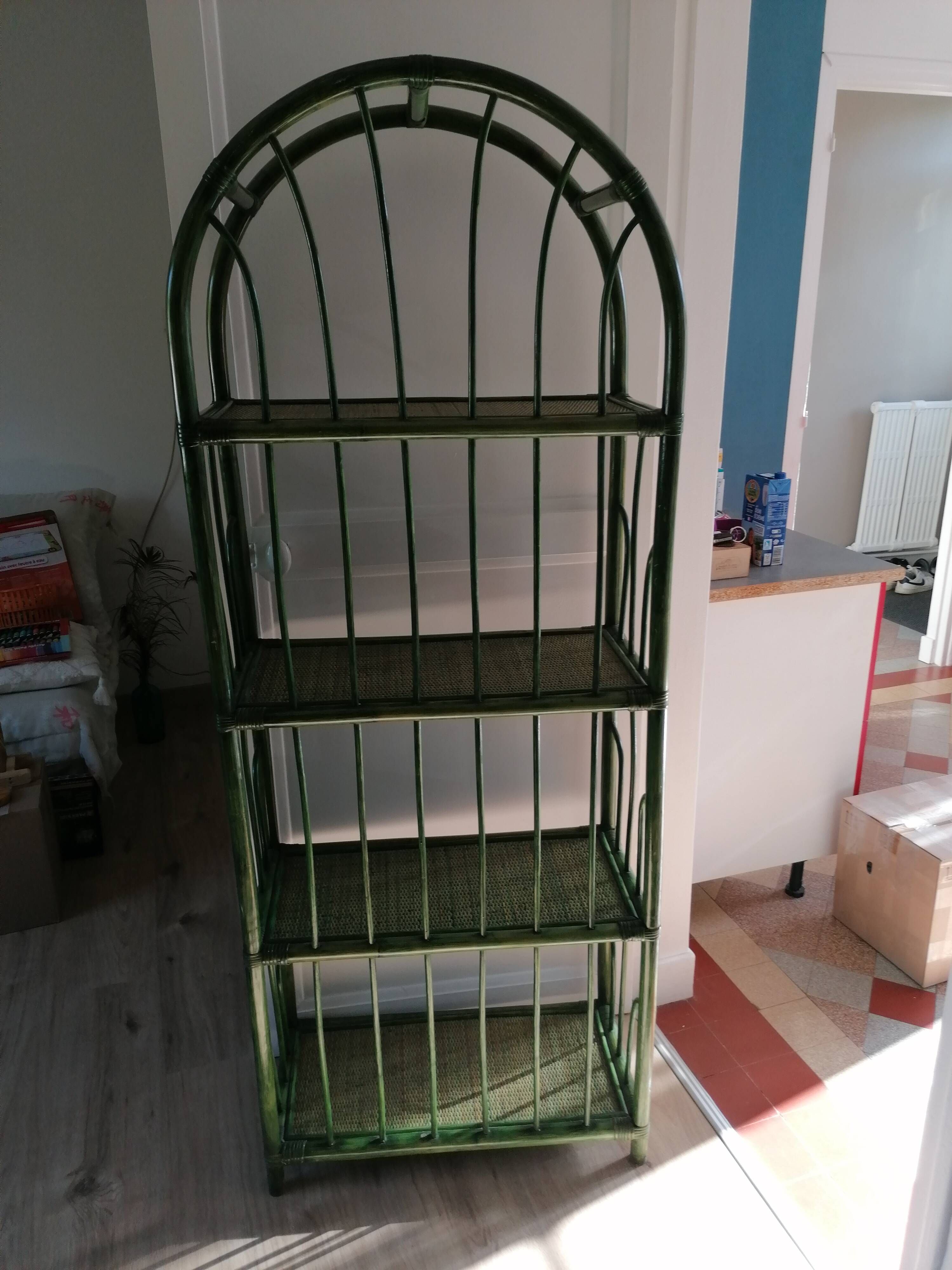 Étagère bambou /rotin verte