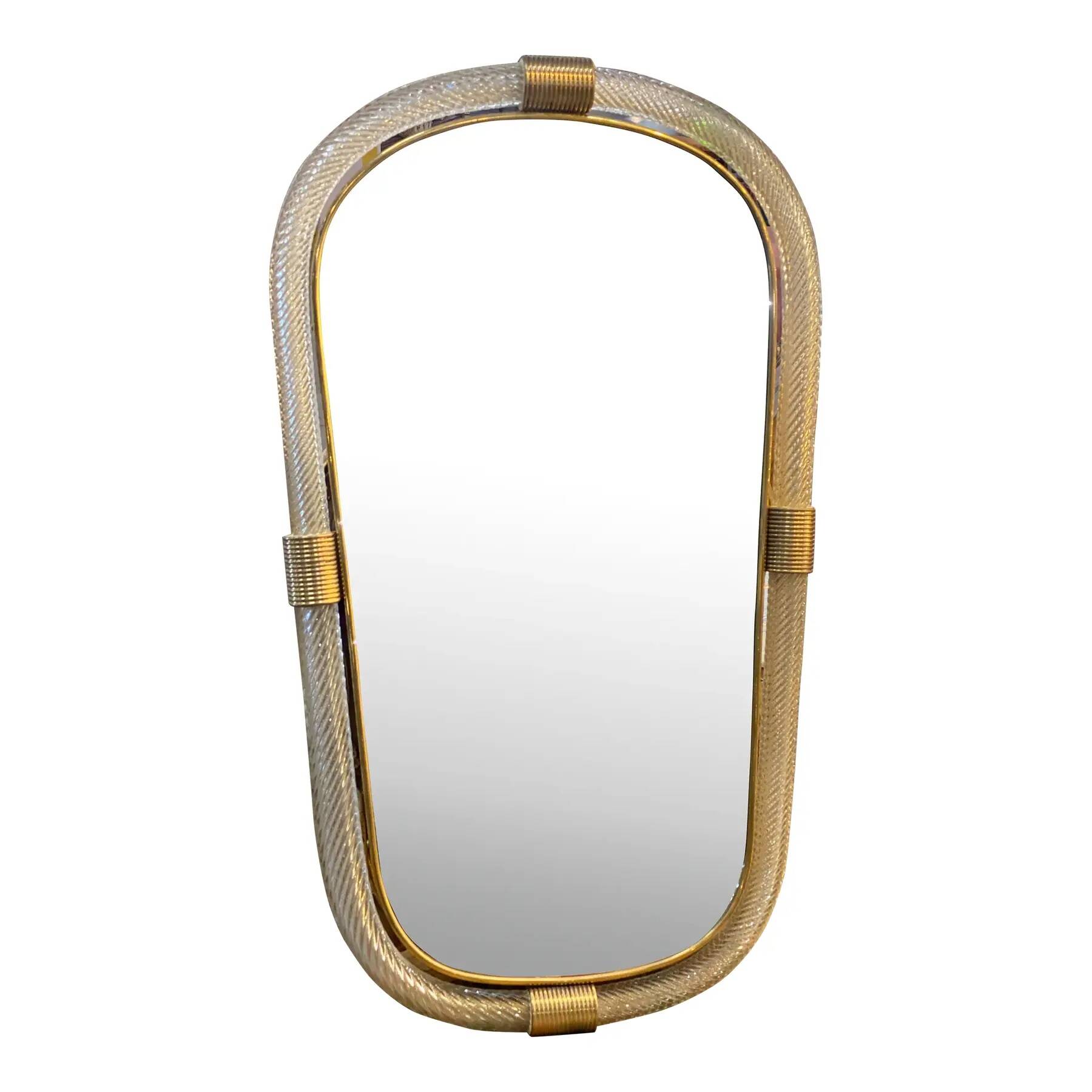 Venetian Murano Glass Wall Mirror with Torgiglione-Torchon Details, Barovie