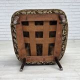 1950s, Danish armchair, green furniture velour, ash wood legs.