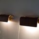 Pair of Scandinavian wall lamps in wood and brass 1960