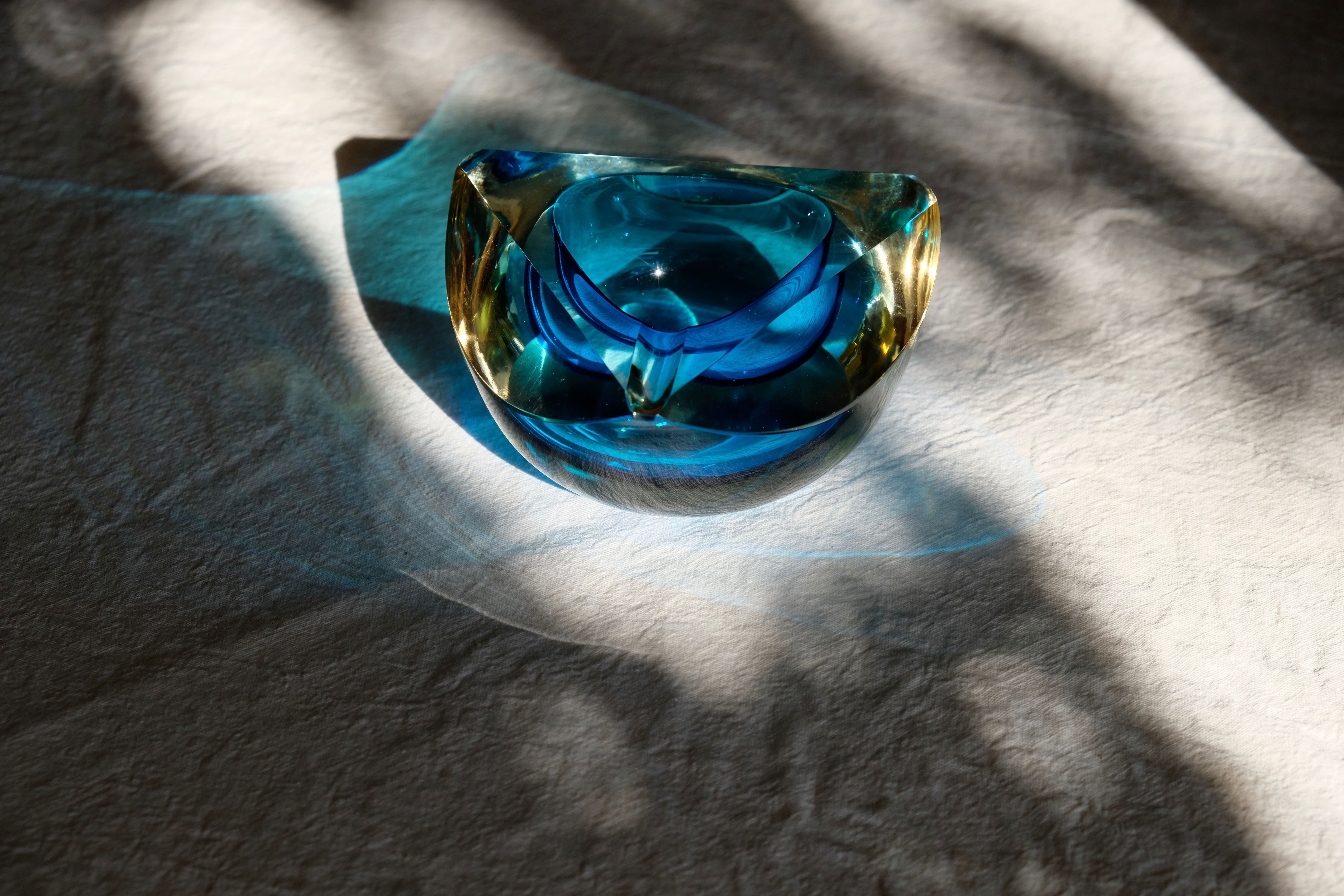 Diamond ashtray in Murano glass by Seguso