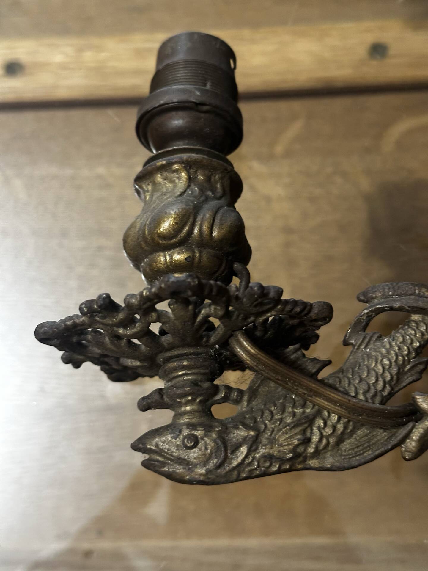 Pair of naturalistic wall sconces with fish circa 1900
