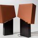 Pair of lamps, wooden base, France 1990s, new shades.
