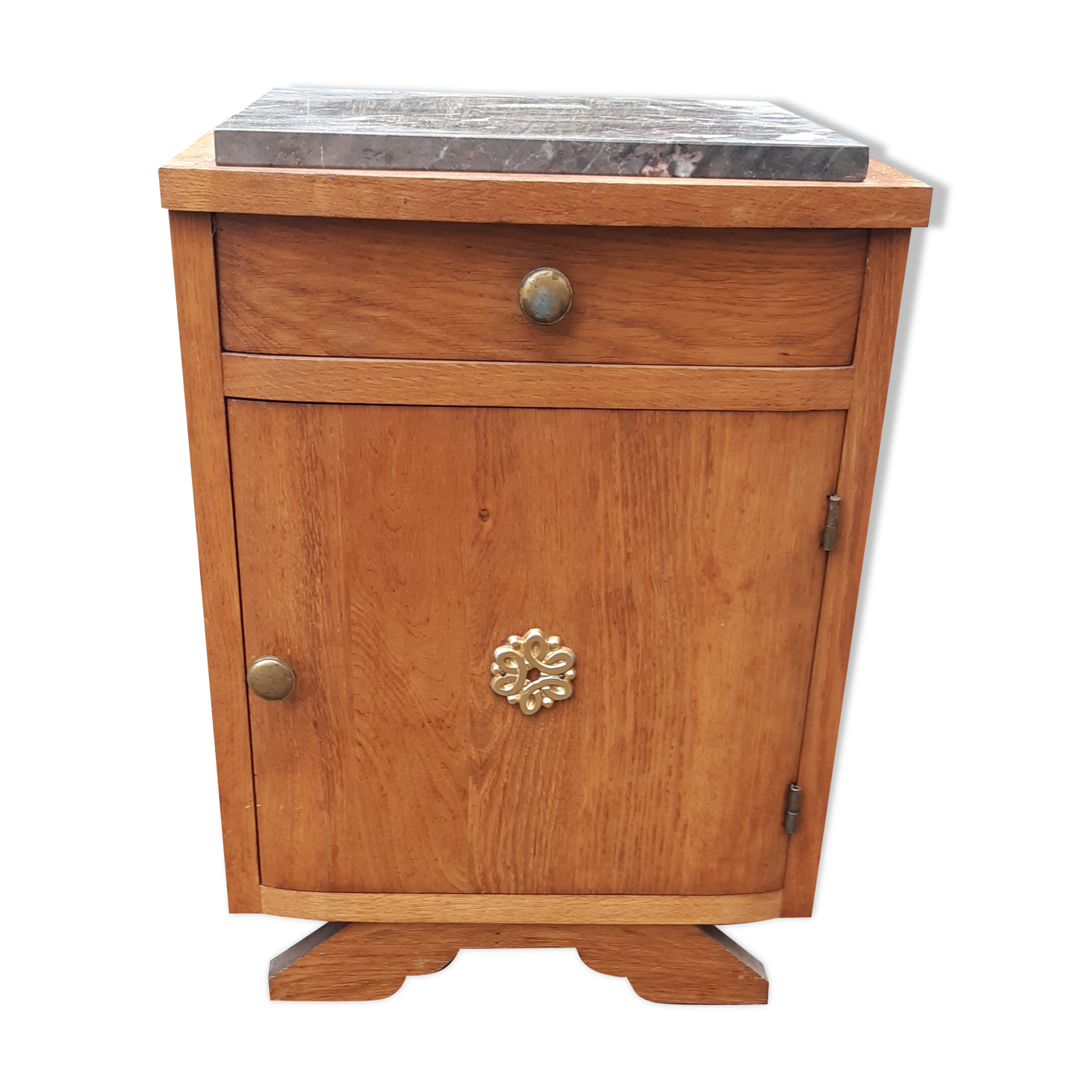 Bedside art deco oak and marble