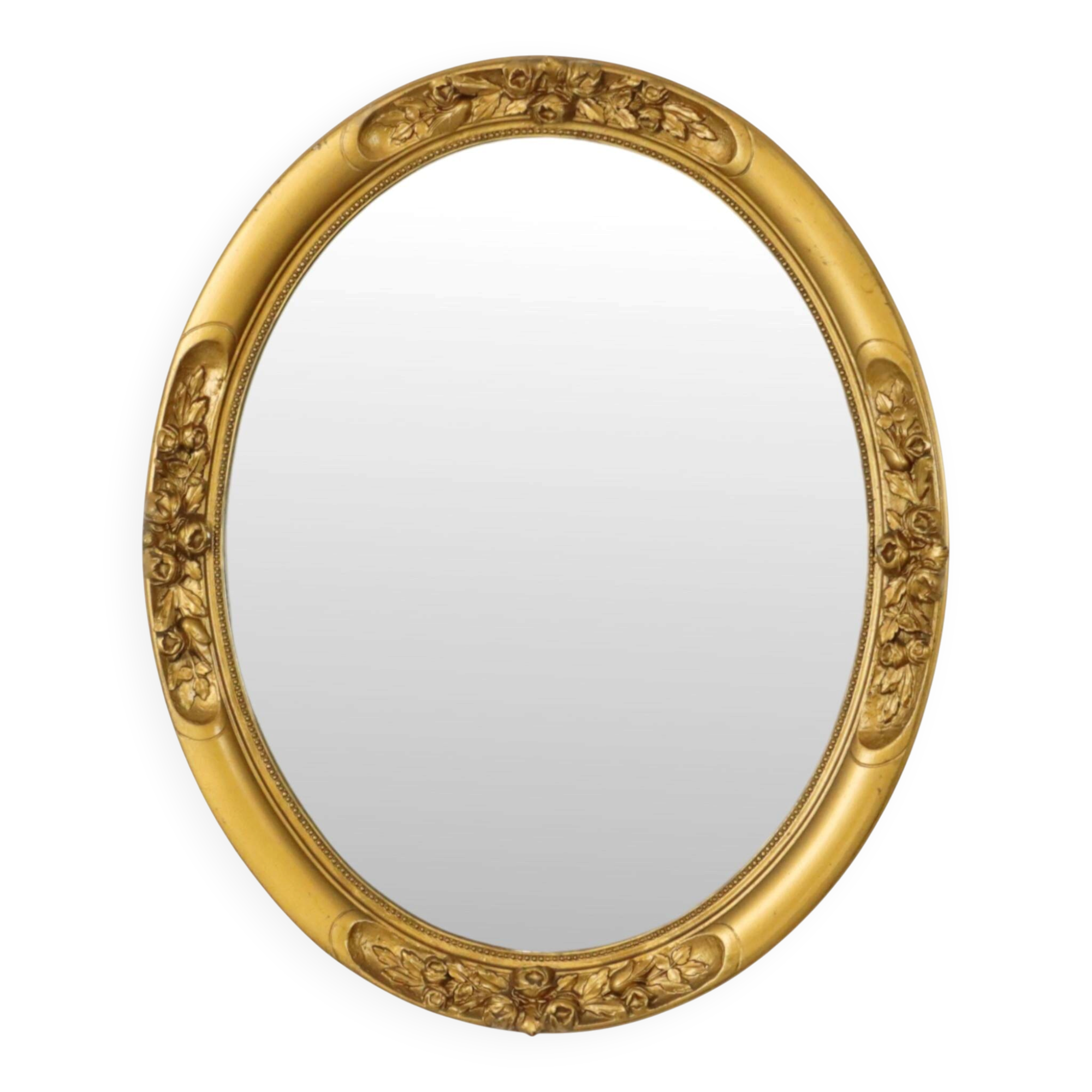 French Oval Bevelled Mirror with Rose Gold Finish 58cm