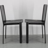 1980s Set of Four Dining Chairs in Leather in Matteo Grassi Style, Italy