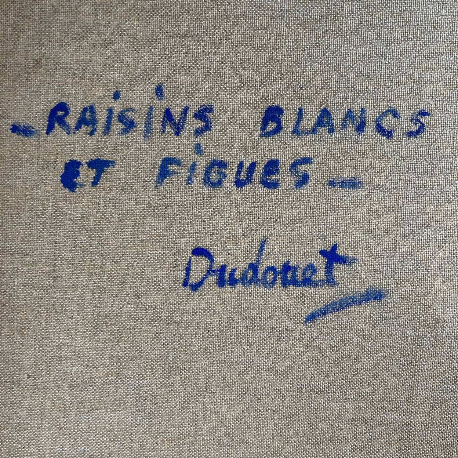 Large painting of white grapes and figs