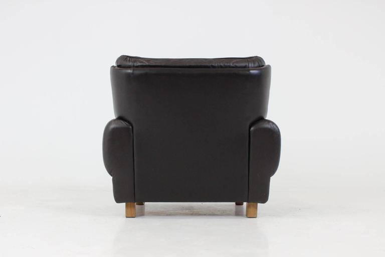 Czech Brown Leather Armchair from Vyber, 1970s